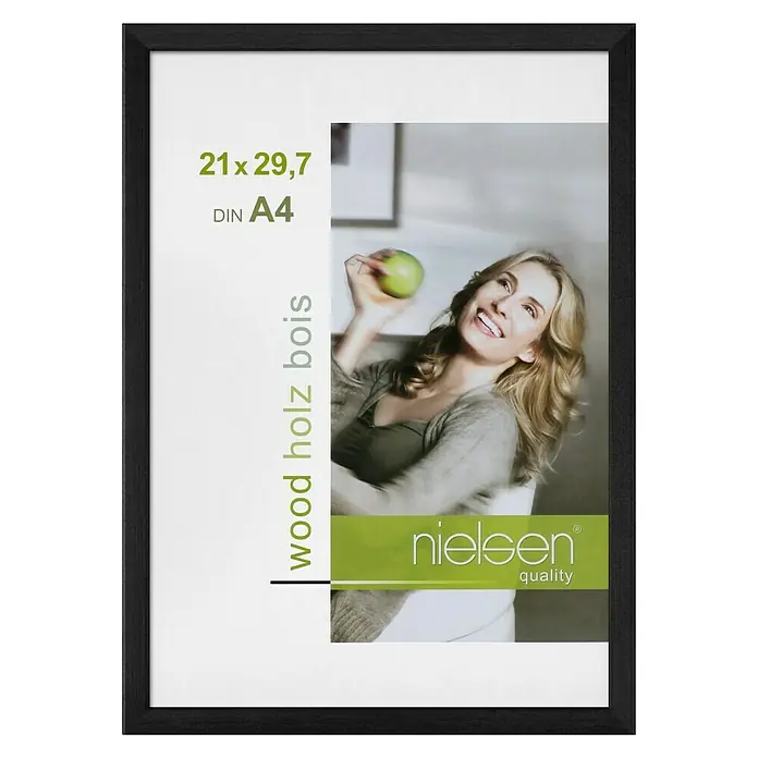Nielsen Holzrahmen Zoom - DIN A4 / 21 x 29,7 cm, Schwarz - Schwarzer Nielsen Holz Bilderrahmen für Fotos und Bilder im Format 21x29,7 cm (DIN A4) für eine stilvolle Wanddekoration.