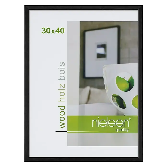 Nielsen Holzrahmen Zoom - 30 x 40 cm, Schwarz - Schwarzer Holzrahmen Nielsen 30x40 cm für stilvolle Wanddekoration und zum perfekten Schutz Ihrer Bilder.