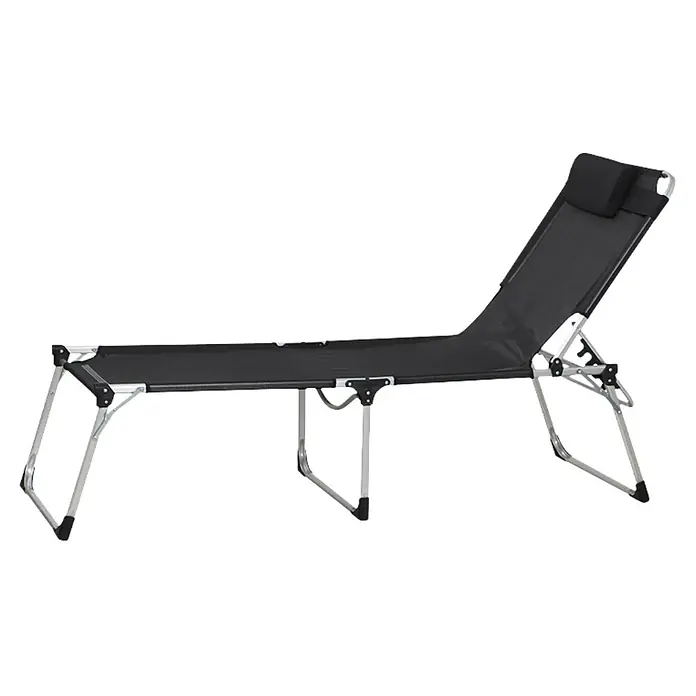 Siena Garden Gartenliege Sole Extra groß - Schwarz, Aluminium, Rückenlehne verstellbar - Schwarze Sonnenliege mit verstellbarer Rückenlehne und Kopfstütze für entspannte Stunden im Freien. Ideal für Garten, Terrasse oder Balkon.