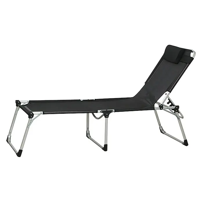 Siena Garden Gartenliege Sole Extra groß - Schwarz, Aluminium, Rückenlehne verstellbar - Schwarze Sonnenliege mit verstellbarer Rückenlehne und Kopfstütze für entspannte Stunden im Freien. Ideal für Garten, Terrasse oder Balkon.