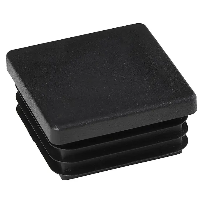 Rohrstopfen - 40 x 40 mm, Schwarz, Kunststoff - Schwarzer Vierkant-Rohrstopfen aus Kunststoff für Möbel und Konstruktionen, ideal zum Schutz und zur Abdeckung von Rohrenden.