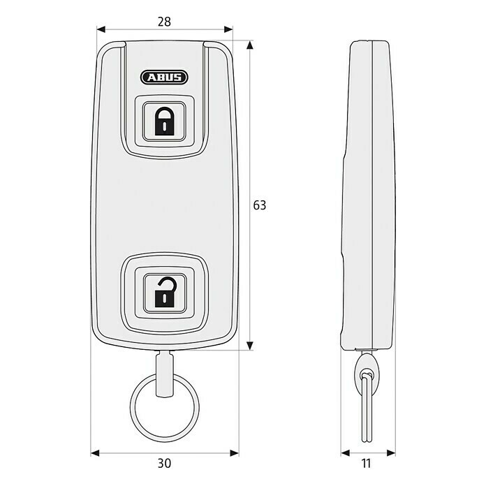 Abus HomeTec Pro Funkfernbedienung CFF3000Passend für: Abus HomeTec Pro Funk-Türschlossantrieb CFA3000 S/W Front View