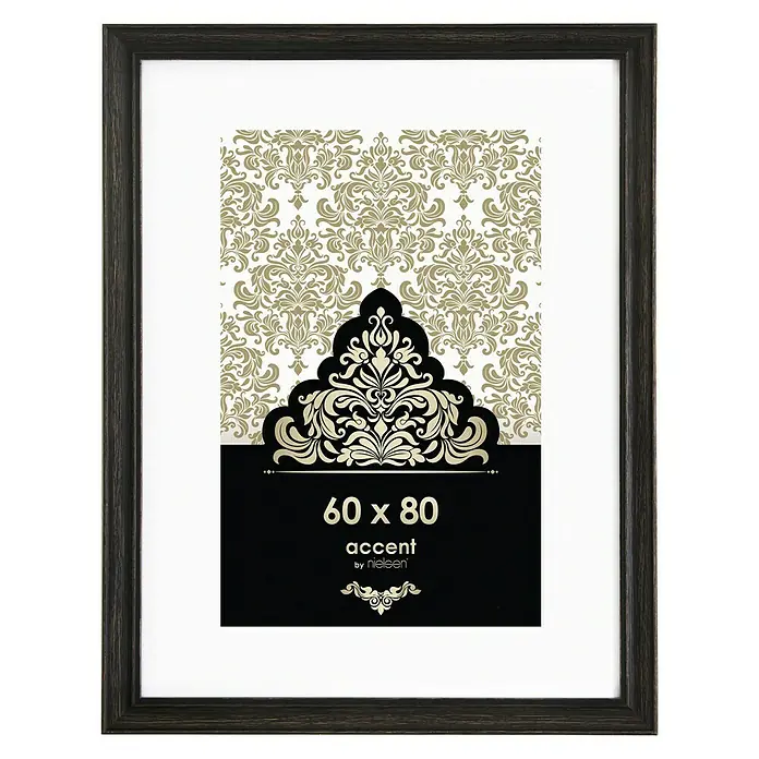 Accent Holzrahmen Vintage - 60 x 80 cm, Schwarz - Bilderrahmen "accent by Nielsen" in der Größe 60x80 cm mit braun-schwarzem Holzrahmen und dekorativem Passepartout.