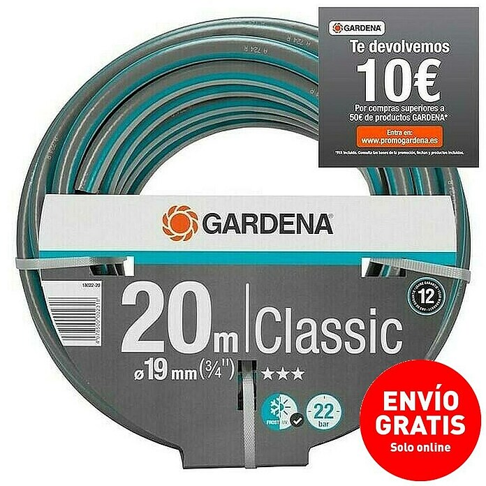 Gardena Classic Manguera (Largo: 20 m, Diámetro tubo flexible: 19 mm (¾''), Presión máxima: 22 bar)