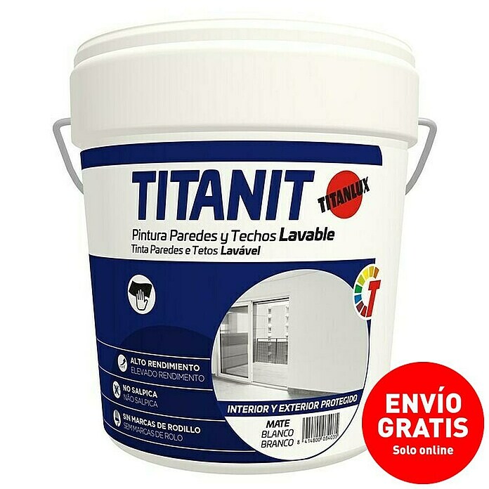 Titan Pintura para paredes Titanit (Blanco, 15 l, Mate)