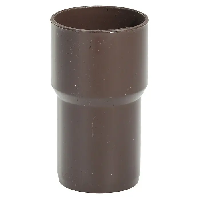FunkeGruppe Fallrohrmuffe - Nennweite: 75 mm, Kunststoff, Braun - Braune PVC-Rohrmuffe für die Verbindung von Rohren unterschiedlicher Durchmesser, ideal für Sanitär- und Bewässerungssysteme.
