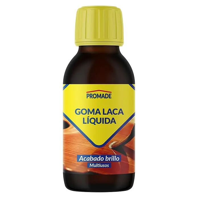 Promade Barniz Gomalaca - 125 ml, Amarillento - Botella de Promade Goma Laca Líquida para tratamientos de superficies brillantes y multiusos. Perfecta para madera y otros materiales.