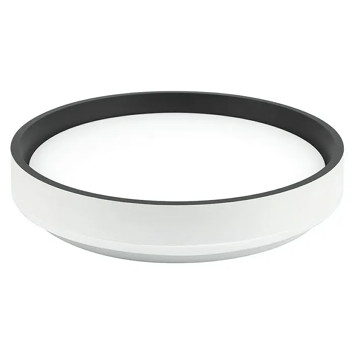 Garza Mando a distancia - Específico para: Plafón LED Panda/Road, Blanco - Primer plano de una lámpara de techo LED redonda y blanca con un borde gris, que combina diseño moderno con iluminación eficiente energéticamente.