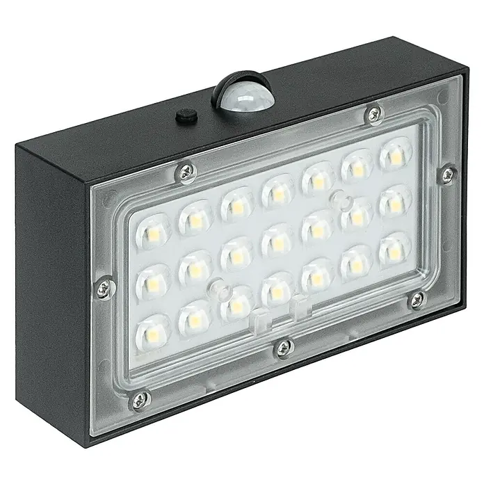 Garza Aplique exterior LED con sensor David - L x An x Al: 90 x 137 x 36 mm, 5 W, Color del marco: Negro, Color de luz: Blanco neutro - Lámpara de pared LED con sensor de movimiento para uso exterior. Carcasa robusta e iluminación brillante.