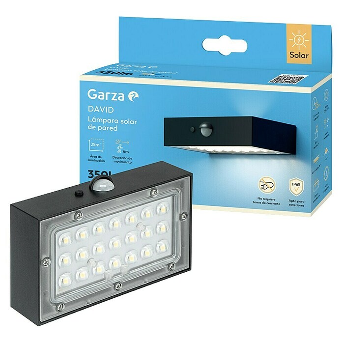Garza Aplique exterior LED con sensor David (L x An x Al: 90 x 137 x 36 mm, 5 W, Color del marco: Negro, Color de luz: Blanco neutro) | BAUHAUS