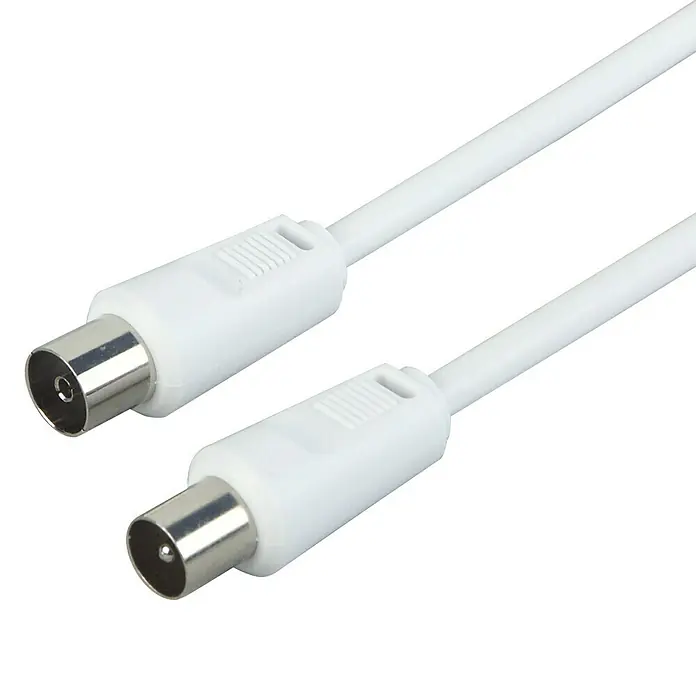Schwaiger Koaxialkabel - 5 m, Weiß, Schirmungsmaß: 75 dB, IEC-Stecker, IEC-Buchse - Weißes Antennenkabel mit zwei F-Steckern für den Anschluss von TV-Geräten und Receivern, für eine optimale Signalübertragung und störungsfreien Empfang.