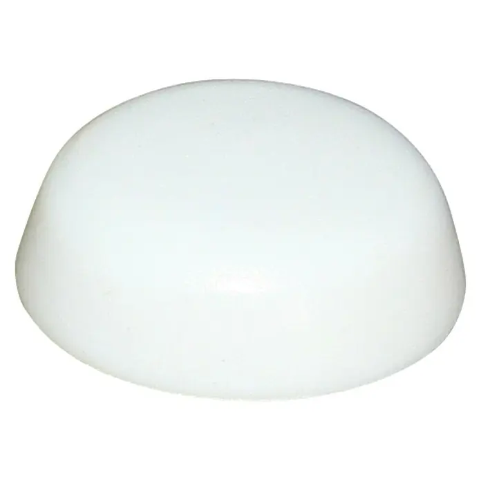 Sarei Abdeckkappe - PVC, Weiß, Durchmesser: 11,5 mm, 12 Stk. - Nahaufnahme eines weißen, halbkugelförmigen Objekts, ideal für Produktdesign oder minimalistische Kunstprojekte.