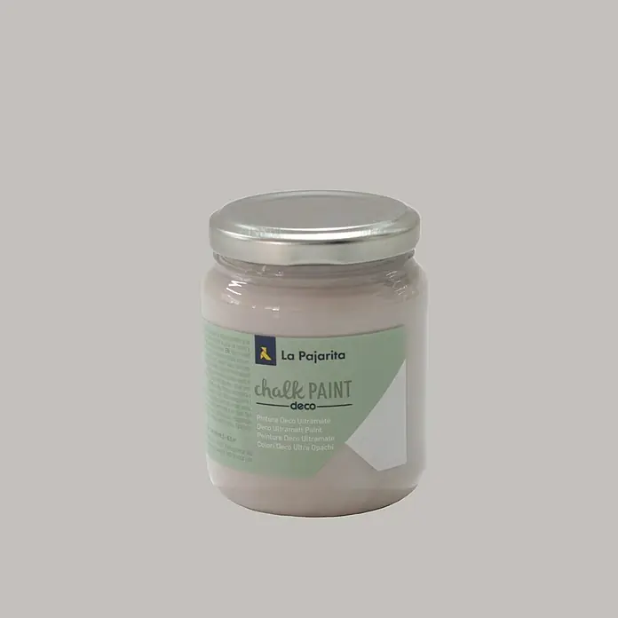 La Pajarita Pintura de tiza Chalk Paint - Smooth grey, 175 ml, Mate - Primer plano de un bote de pintura de tiza "La Pajarita" Deco, ideal para proyectos de bricolaje y renovación de muebles.