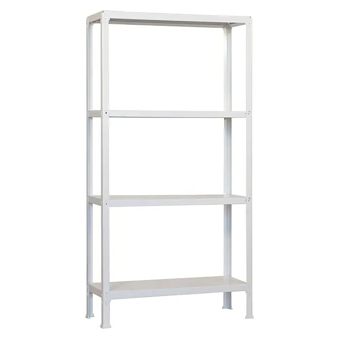 Simonrack Simonhome Estantería metálica Homeclick Color Mini - Al x An x Pr: 160 x 80 x 30 cm, Capacidad de carga por balda: 150 kg, Número de baldas: 4 ud., Inserción, Blanco - Estantería metálica blanca con cuatro niveles para almacenamiento y organización. La estantería es robusta y versátil.