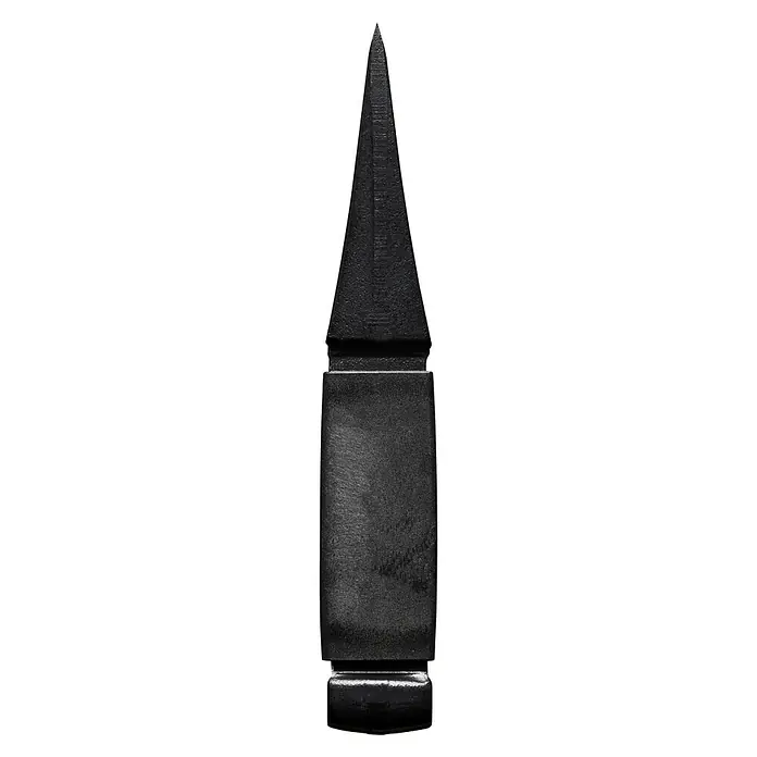 Fiskars X-series Universalaxt X14 - Länge: 35,5 cm - Nahaufnahme einer dunklen Patronenhülse. Das Design ist markant, mit einer klaren, geradlinigen Form und einem matten Finish.
