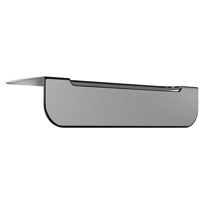 Camargue Antwerpen Ablage - Breite: 25 cm, Graphit, Matt - Das Produkt ist eine moderne, silberne Fußstütze mit schwarzem Rahmen, die ergonomischen Komfort bietet. Ideal für Büro oder Homeoffice.
