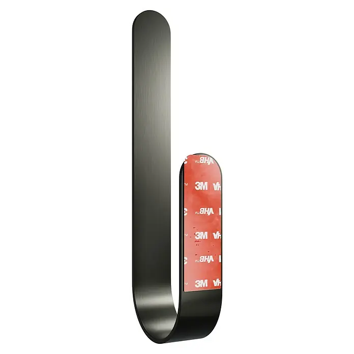 Camargue Antwerpen Ersatzpapierrollenhalter - Graphit, Matt - Nahaufnahme eines Wandhakens aus Metall mit einer Klebefläche auf der Rückseite. Ideal für die einfache Montage ohne Bohren.