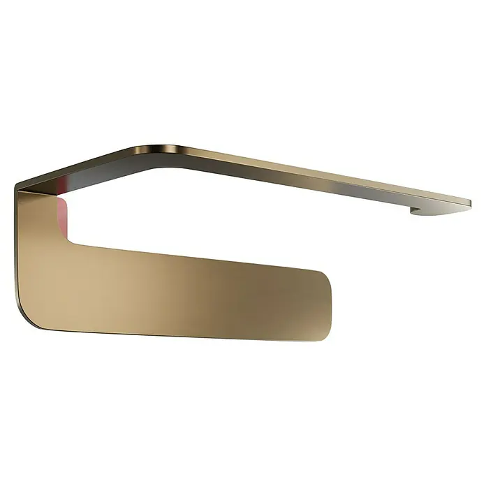 Camargue Antwerpen Papierrollenhalter - 16,5 x 9 x 5,5 cm, Kupfer, Matt - Nahaufnahme eines goldenen Papierhandtuchhalters mit glänzender Oberfläche vor einem schwarzen Hintergrund.