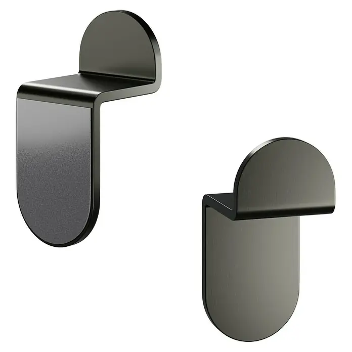 Camargue Antwerpen Handtuchhaken - 2 Stk., Graphit, Matt - Zwei elegante, dunkle Wandhaken mit abgerundeten Formen, ideal für moderne Interieurs.