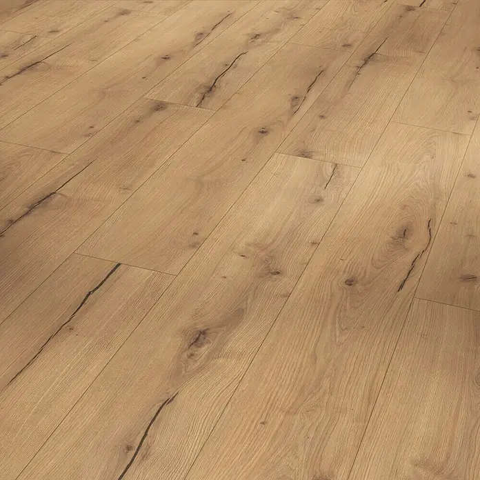 Parador Designbodenmuster Modular ONE Eiche Helios natur - 200 x 194 x 8 mm, Landhausdiele, Eiche Helios natur - Helles Laminat mit Holzmaserung und Astlöchern für ein natürliches Aussehen. Ideal für ein gemütliches und modernes Zuhause.