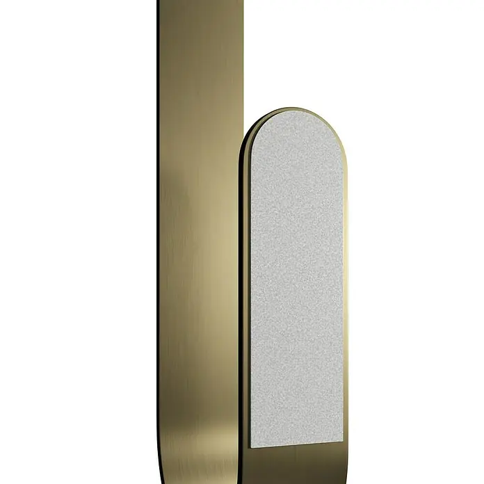 Camargue Antwerpen Ersatzpapierrollenhalter - Gold, Matt - Elegantes Produktbild mit einer hohen goldenen Säule und einer abgerundeten weißen Tafel, die einen modernen und luxuriösen Eindruck vermitteln.