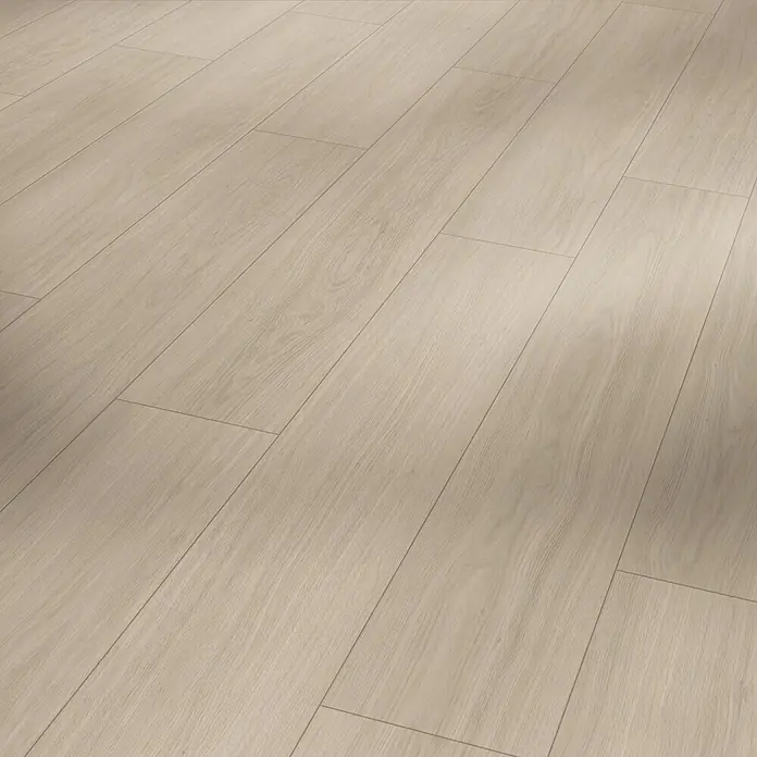 Parador Designbodenmuster Modular ONE Eiche - 200 x 194 x 8 mm, Landhausdiele - Elegantes Laminat in heller Holzoptik. Die Oberfläche des Bodens wirkt natürlich und modern, ideal für Wohnräume.
