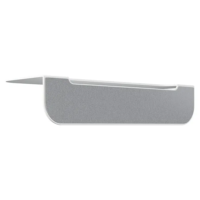Camargue Antwerpen Ablage - Breite: 25 cm, Weiß, Matt - Nahaufnahme eines grauen Sound Management Trays mit weißem Rand. Ideal zur Kabelorganisation und Schallabsorption im Büro.