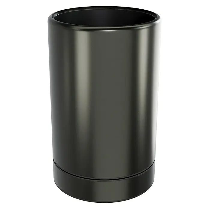 Camargue Antwerpen WC-Bürstengarnitur - Edelstahl, Graphit - Schwarzer, zylindrischer Mülleimer mit glänzender Oberfläche. Ideal für Büro oder Zuhause, praktisch und stilvoll.