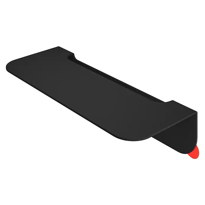 Camargue Antwerpen Ablage - Breite: 25 cm, Schwarz, Matt - Darstellung einer schwarzen Schweberegal mit einem roten Detail auf einem schwarzen Hintergrund. Ideal für stilvolle Wanddekoration.