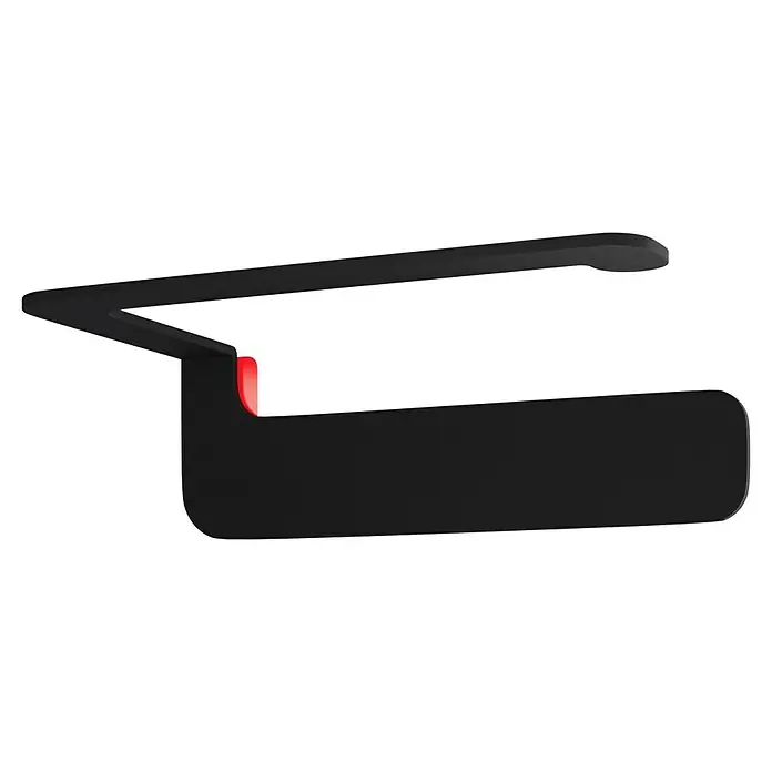 Camargue Antwerpen Papierrollenhalter - 16,5 x 9 x 5,5 cm, Schwarz, Matt - Schwarze Headset-Halterung mit einem roten Akzent, ideal für die ordentliche Aufbewahrung von Kopfhörern auf Ihrem Schreibtisch.