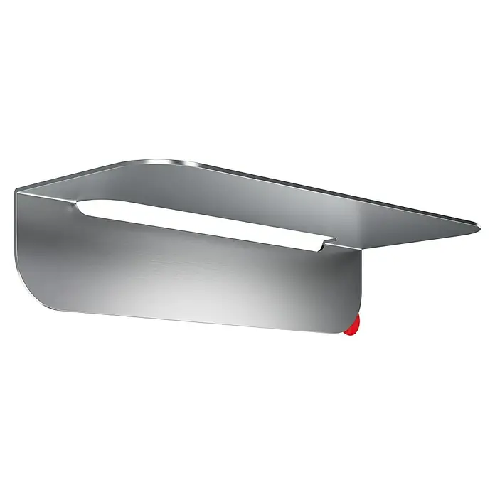 Camargue Antwerpen Ablage - Breite: 25 cm, Edelstahl, Matt - Eine Nahaufnahme eines modernen, gebürsteten Aluminium-Türgriffs mit einer eleganten, rechteckigen Form und abgerundeten Ecken.