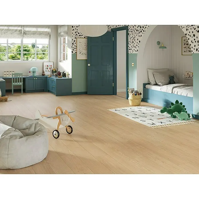 Parador Designbodenmuster Modular ONE Eiche Artemis natur - 200 x 194 x 8 mm, Landhausdiele - Einladendes Kinderzimmer mit hellem Holzboden, der Wärme und Natürlichkeit ausstrahlt. Perfekt für Spiel und Spaß.