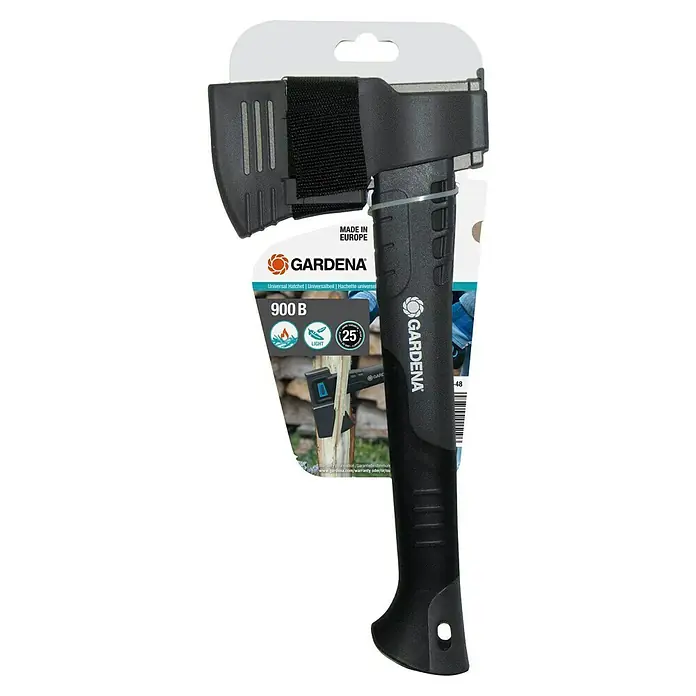 Gardena Universalbeil 900 B - Länge: 34 cm - GARDENA Universal-Beil 900 B: Leichtes Beil mit Klingenschutz für Gartenarbeiten und zum Spalten kleiner Holzstücke.