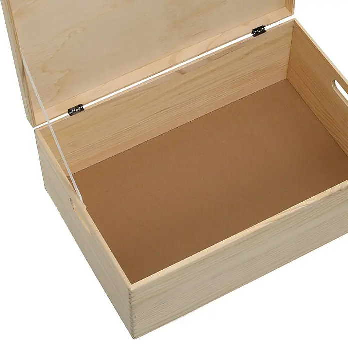 Zeller Present Holzkiste - L x B x H: 60 x 40 x 24 cm, Holz - Ein offener, unbehandelter Holzschatzkiste mit hellem Innenraum. Die Schatulle aus Holz ist ideal zum Aufbewahren von Gegenständen.