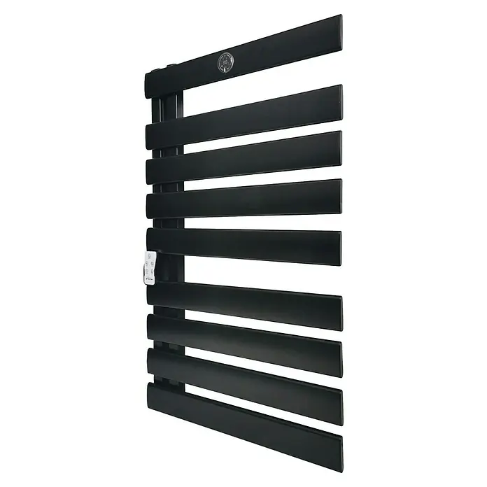 Purline Radiador toallero eléctrico NTW-15 Wifi - An x Al: 55 x 91 cm, 500 W, Negro - Toallero eléctrico negro con control de temperatura y panel de operación. Práctico y elegante para cualquier baño.