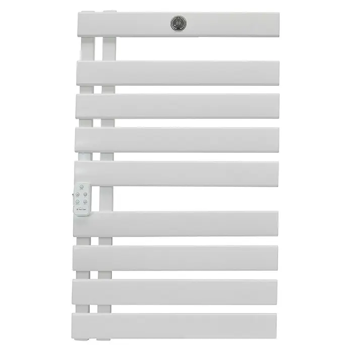 Purline Elektro-Badheizkörper NTW-15 Wifi - B x H: 55 x 91 cm, 500 W, Weiß - Handtuchwärmer aus weißem Metall mit Heizkörper und Display zur Temperaturanzeige für ein warmes und kuscheliges Handtuch.