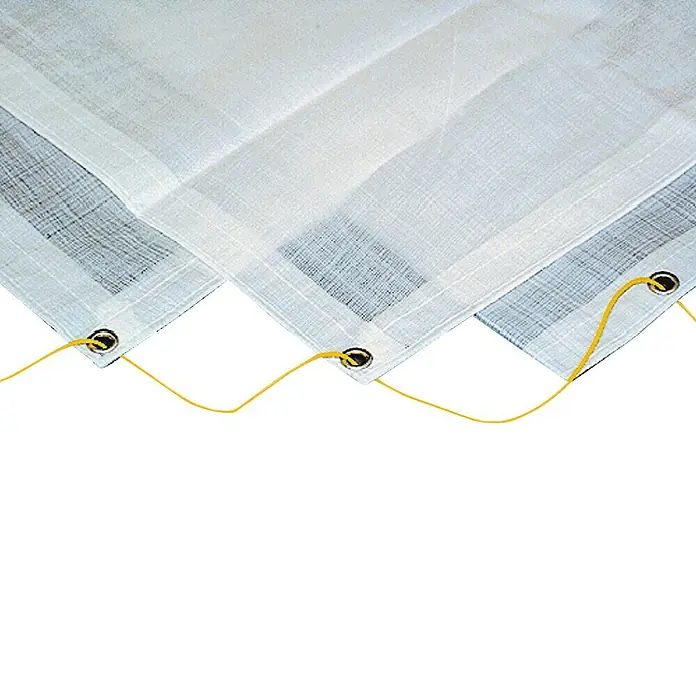 Seilflechter Lona acuática - L x An: 4 x 8 m, Gramaje: 250 g/m² - La imagen muestra una lona blanca con un cordón amarillo que pasa a través de los ojales. Ideal para cubrir y proteger.