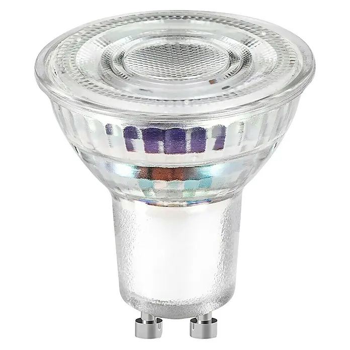 Osram LED-Lampen Set PAR16 - 2 W, 360 lm, 2 Stk. - Nahaufnahme einer GU10 LED-Lampe mit klarem Gehäuse, die ihr Innenleben zeigt. Eine effiziente Beleuchtungslösung für moderne Haushalte.