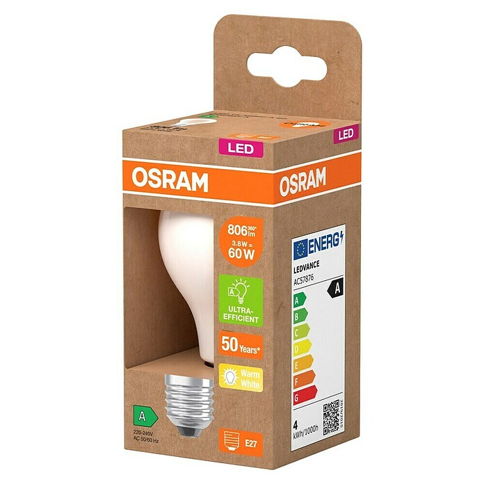 Osram LED-Leuchtmittel CLA60 (3,8 W, 806 lm, Weiß) | BAUHAUS