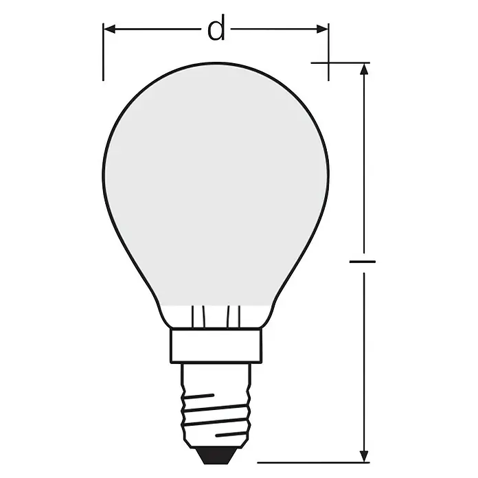 Osram LED-Leuchtmittel CLP40 - 2,2 W, 470 lm, Weiß - Eine Nahaufnahme einer Glühbirne, die eine klare Darstellung ihrer Form und Beschriftung bietet. Ideal für Produktinformationen.
