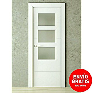 Pack puerta acristalada Recife (72,5 x 203 cm, Derecha, Blanco lacado, Maciza aligerada, Vidriera)