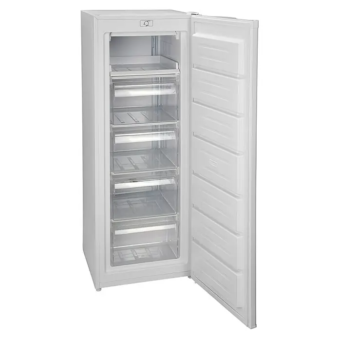 PKM Tiefkühlschrank GS 168-M - Nutzinhalt Gesamt: 168 l, 57,1 x 54,4 x 142,6 cm, Weiß - Ein freistehender Gefrierschrank mit durchsichtigen Schubladen zur Aufbewahrung von Lebensmitteln. Perfekt für Haushalte mit Bedarf an viel Gefrierraum.