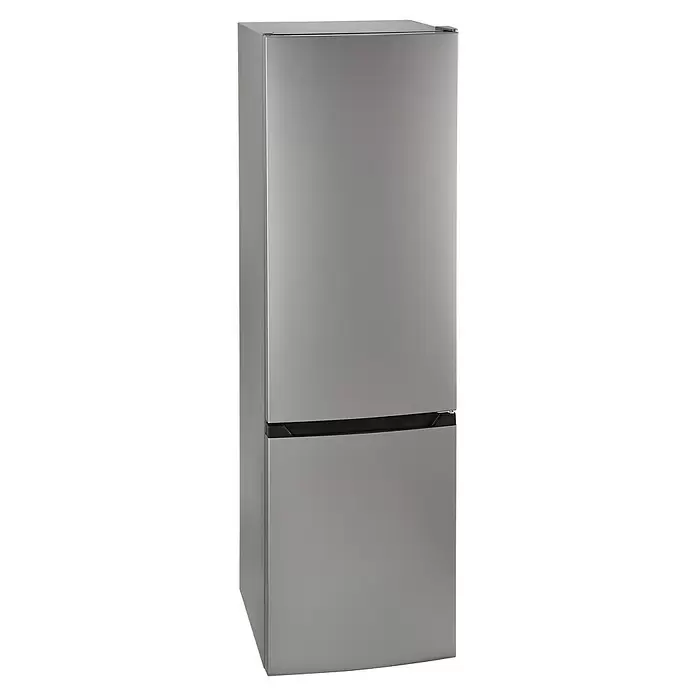 PKM Kühl-Gefrierkombination KGK262EIX - Nutzinhalt Gesamt: 262 l, 56 x 55 x 180 cm, Inox-Design - Silberner metallic Zweitürer-Kühlschrank mit oberem Kühl- und unterem Gefrierfach.
