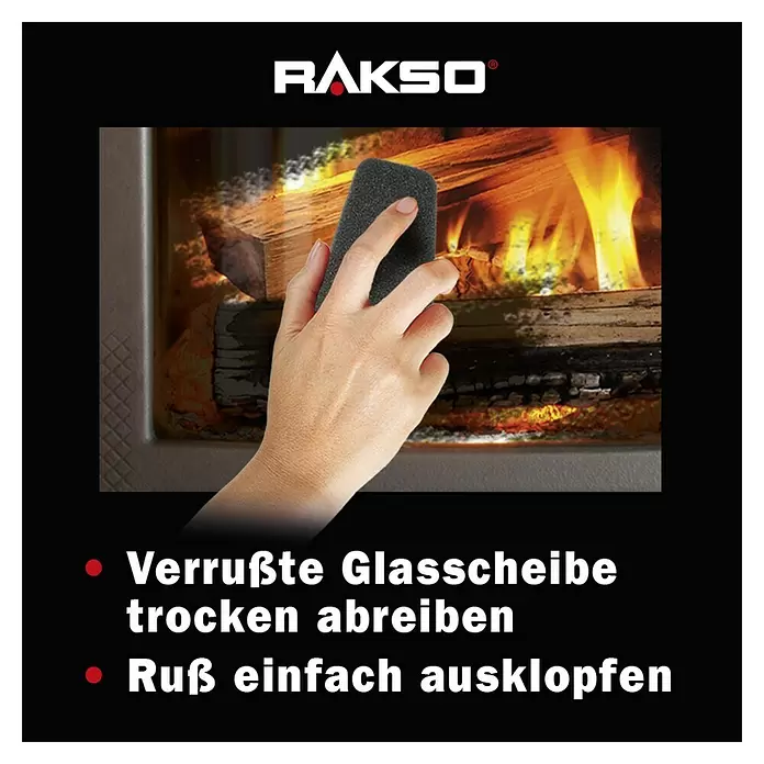 Reinigungsschwamm - 2 Stk., Schwarz - Dunkles, graues Reinigungspad für Kaminscheiben, von Hand verwendet, um Ruß abzuwischen.