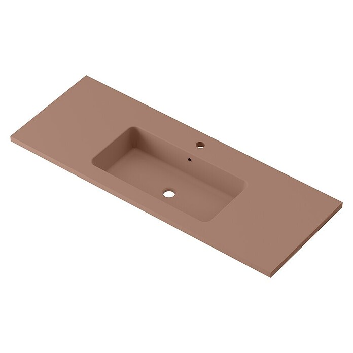 Lavabo Zeppelin (120,5 x 45,5 cm, Orificios para grifo: Medio, Con desbordamiento, Rosa california) | BAUHAUS