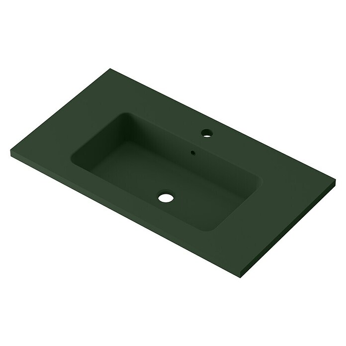 Lavabo Zeppelin (80,5 x 45,5 cm, Orificios para grifo: Medio, Con desbordamiento, Verde oliva) | BAUHAUS