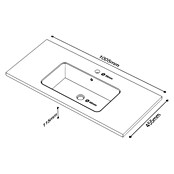 Lavabo Zeppelin (100,5 x 45,5 cm, Orificios para grifo: Medio, Con desbordamiento, Nut) | BAUHAUS