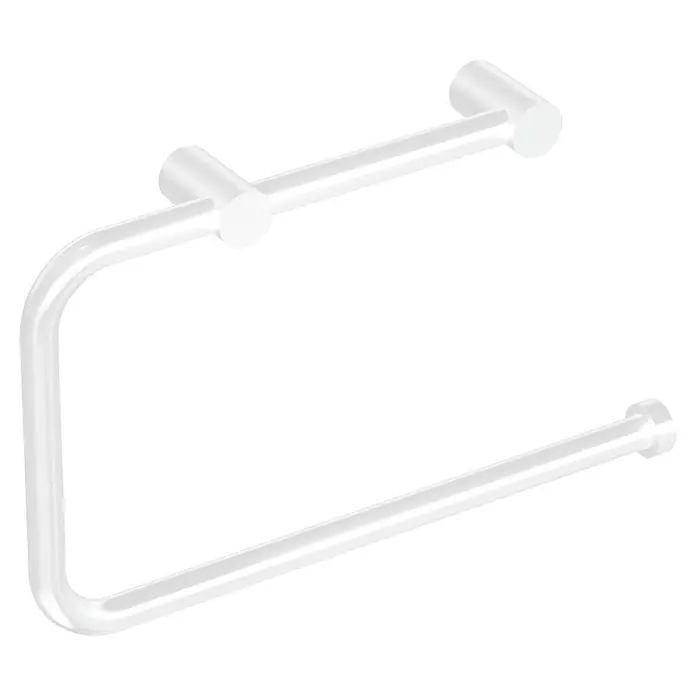 Cosmic Enkel Toallero de anilla - Ancho: 20 cm, Blanco - Representación brillante de un moderno portarrollos de papel para montaje en pared, con un diseño minimalista y un acabado brillante.