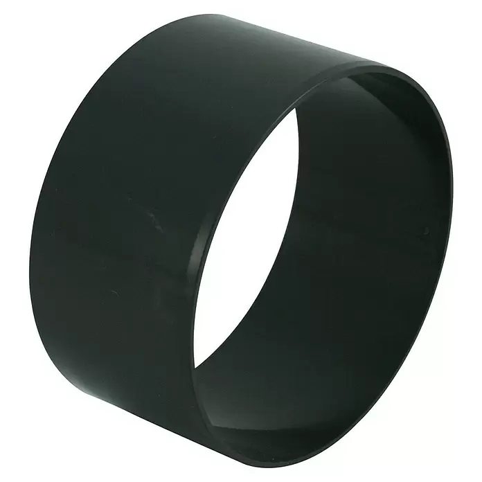 Marley Fallrohr-Bogenverbinder - Nennweite: 105 mm, Kunststoff, Anthrazit - Schwarze zylindrische PVC-Rohrkupplung.