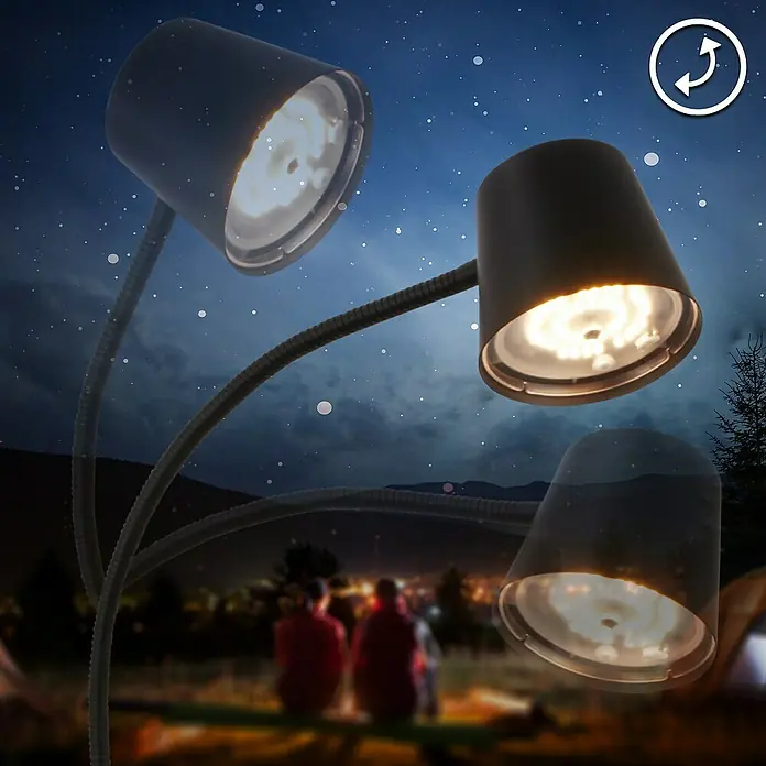Brilo Akku-Stehleuchte Cielo - Warmweiß, 5,5 W, IP20 - Diese Tischleuchte mit drei Armen ist perfekt für den Schreibtisch oder Nachttisch. Die Leuchten sind flexibel einstellbar für optimale Beleuchtung.
